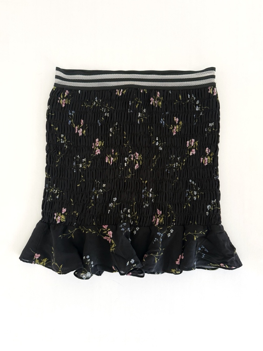 FOR LOVE AND LEMONS ODETTE BLACK FLORAL PRINT SILK MINI SKIRT - Picture 3 of 9